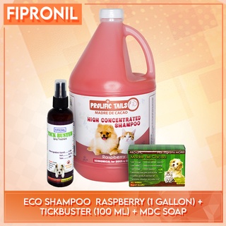 Madre de Cacao Shampoo 1 gallon Raspberry Scent + Tick buster 100mL and MDC Soap Pet Products Bundle