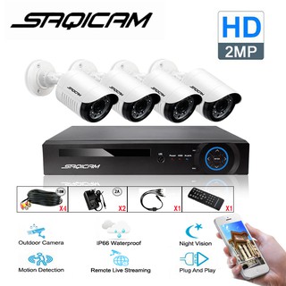 Saqicam 4CH AHD 1080N DVR 4PCS 2MP Camera IR Night Vision CCTV Package DVR Kit