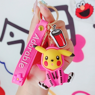 Cute Cartoon Pikachu Doll Car Key Chain Bag Key Ring Silica Gel Keychain