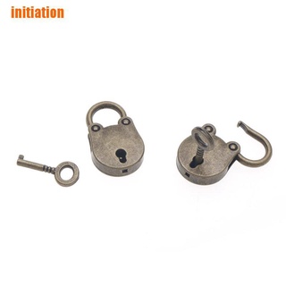 initiation> Metal Old Vintage Style Mini Padlock Small Luggage Box Key Lock Copper Color