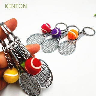 KENTON Simulation Sports Key Chain Cute Mini Keychain Tennis Racket Keychain Car Key Chain Pendant Souvenir Key Rings 6 color for Gifts Tennis Ball/Multicolor