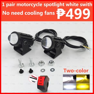 【Ready Stock】2pcs Mini Driving Light White+Yellow Pair of Universal High quality ​Motorcycle Driving Lights + Switch