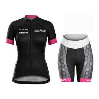 STRAVA Cycling Jersey Sets Bicycle Short Sleeve Cycling Clothing Bike Maillot Cycling Jersey Bib Shorts Women Clothing
