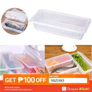 Plastic Food Storage Box Crisper Kitchen Drying Organizer