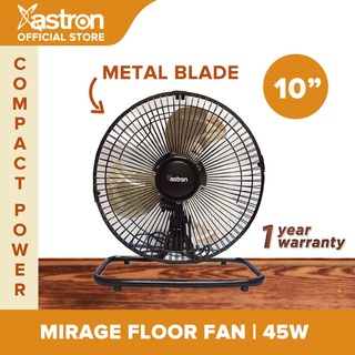 Astron MIRAGE Industrial Floor Fan | 10" Metal Blade | 45W (Black) | Electric Fan | Compact Design