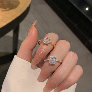 14k Gold-plated Large Square Zircon Diamond Wedding Ring Adjustable Engagement Ring Wedding Jewelry