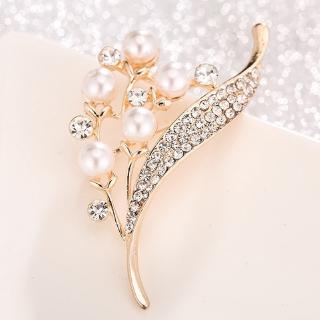 Gold Crystal Pearl Flower Brooches Pins for Women Wedding Jewelry Accessories