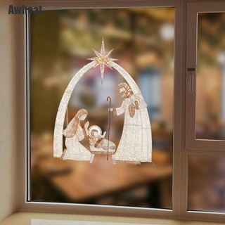 Awheat~ Nativity Story Wall Sticker Window Decoration Pvc Sticker 20X30Cm