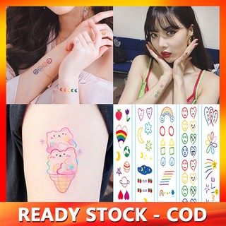 Korea Stickers Cartoon Tattoo Stickers Cute Long Lasting Waterproof Ins Girl Heart