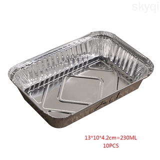 10pcs Rectangle Shaped Disposable Aluminum Foil Pan Take-out Food Containers with Aluminum Lids/Without Lid skyqi