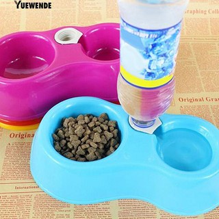 ※‴Pets Cat Automatic Food Supply Bowl Bottle Inserted Dual Drinking FeedingBowls