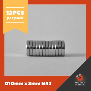 Magnet Manila 12pcs D10mm X 2mm N42 Strong Neodymium s
