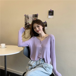V-neck Sun Protection Clothing Knitted Air Conditioning Cardigan Women's Thin Bottoming Summer Jacke