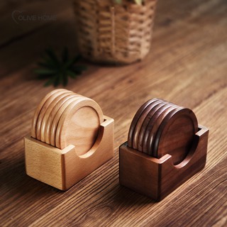 Walnut Wood Coasters Placemats Decor Square Round Heat Resistant Drink Mat Home Table Tea Coffee Cup Pad
