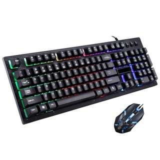 G20 LED Rainbow Backlight Game USB Wired Keyboard Mouse Set