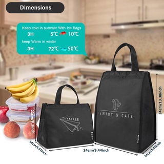 Tote Bags♠♀【Manila Spot】Insulated Lunch Bag WaterProof With Side Pockets Lunch Box Bag Tote Bento Ba
