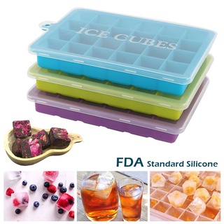 24-Slot Silicone Ice Cube Mold Square Ice Cube Tray with Lid Home Freezer DIY Maker Ice Maker Drinks
