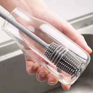 Long Handle Silicone Bottle Brush Feeding Bottle Cleaning Brush Glass Jar Brush