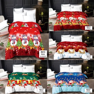 Christmas Snowman Design Cotton Bed Blanket Kumot King Size 180cm*220cm Bedding COD