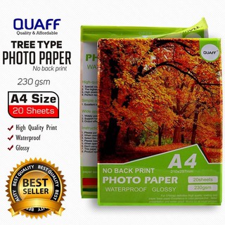 QUAFF A4 230GSM No Back Print Glossy Inkjet Photo Paper (20 sheets / pack)