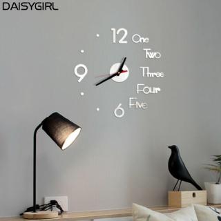 Large Wall Clock 3D Mirror Surface Sticker Office Room