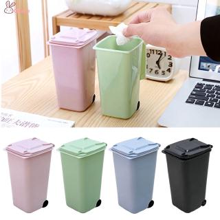 Household Wheelie Mini Trash Can Desktop Plastic Bucket Dustbin QK