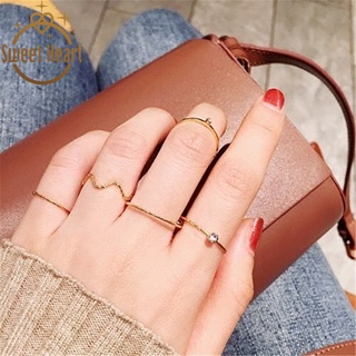 5pcs/set New Korean Fashion Jewelry Personality Threaded Ring with Diamond Ring Joint Ring Female Tail Ring