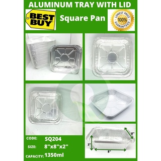 Square pan 8"X8"X2" Aluminum foil Tray with lid 20pcs
