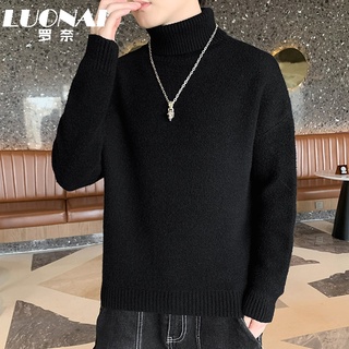 Sweater Men Autumn And Winter Turtleneck Solid Color Sweater Trend ins