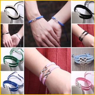 2pcs Hand-knitted couple bracelet Hand-knitted 8 infinite lucky hand rope bracelet