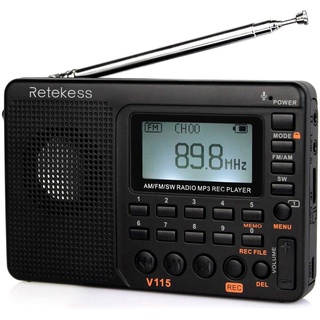 ❆▫Retekess V115 Radio AM FM SW Pocket Radio Receiver Shortwave FM Speaker Transistor Receiver TF Car