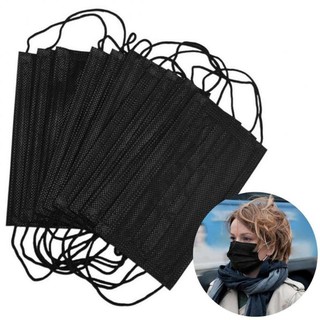 Face Mask Disposable 3ply 50Pcs Black With Box