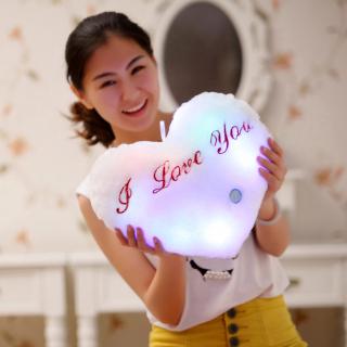 Elle Heart Shape Glow LED Luminous Light Pillow Cushion Soft Plush Toys Valentine's Day and Love Hot
