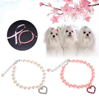 Pet Collar Pearl Necklace Dog Puppy Cat Bowknot Custom Adjustable Identification