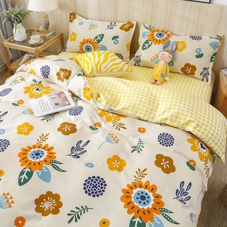 Net red four-piece set of bed sheet quilt set single student dormitory three-piece 1.5 m summer bedd