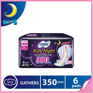Sanitary Napkins For Women Safe Night Butterfly Wing 35 cm Fill 6 CHARM - 35 cm 350mm Night
