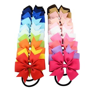 20Pcs/lot 3.15 Inch Girl Boutique Grosgrain Ribbon Bow Elastic Hair Tie Rope Hair Band bows with