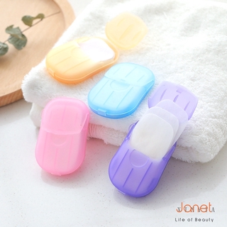 20 Pcs/Box Travel Disposable Soap Boxed Portable Hand Washing Tablets Mini White Soap Paper JT