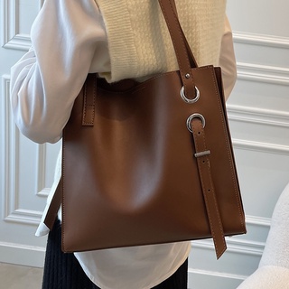 Big Leather Tote Bags 2021 Women's Brand Handbag High Capacity Vintage Shoulder Bag Travel Hand Bag