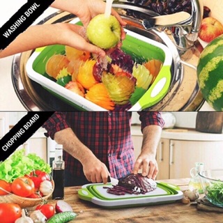 Folding chopping Cutting Board Drain Basket Vegetable Basin (5)