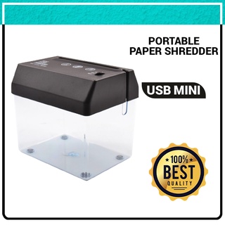 Portable USB Mini Paper Shredder (with Letter Opener) Shredder Plastic Black with USB Cable (1)