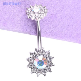 [PFPH] Flower Dangle Navel Belly Button Ring Barbell Crystal Body Jewelry Gift (6)