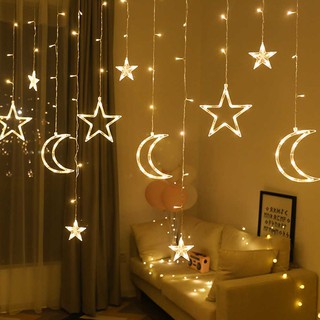 9 Star 3 Moon 138 LED Christmas Lights String Twinkle Curtain Decor Flashing Light ( WARM ) MM0593 (2)