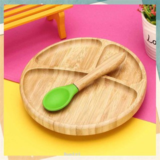 【Available】Children's bamboo bowl spoon set with silicone suction cup Organic Bamboo Baby Bowl or P