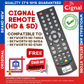 ORIG Cignal Remote Skyworth (HD & SD) Compatible w/ 7400A, S610A &S7681 +FREE Batt + MASK