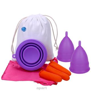 Female Hygiene Flexible Foldable Reusable Silicone Menstrual Cup Set (1)