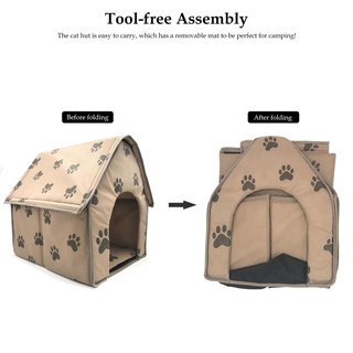 ▼◊❖Cute Dog Paw Printed Pet Nest Portable Removable And Washable Dog House Comfortable Warm Pet Bed (5)