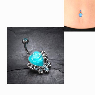 Navel Belly Ring Opal Button Bar Body Piercing Jewelry (1)