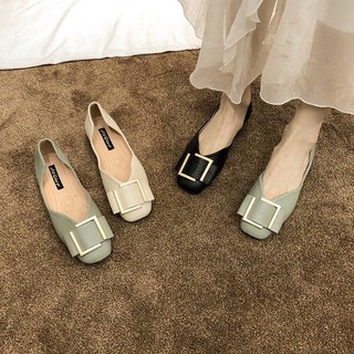 ❤现货❤Large size women's shoes Peas shoes women shallow mouth flat bottom 43 one-pedal shoes 41 square head soft bottom scoop shoes 42