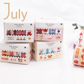 [July] Cute cartoon washi paper hand account tape Tearable tape Fresh sweet diary notes DIY decoration tape sticker material